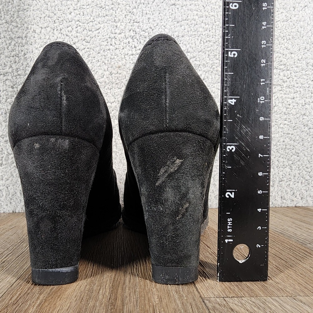 Stuart Weitzman‎ 7.5 Black Suede Tassel Wedge Loafers Classic Comfortable - Picture 10 of 13